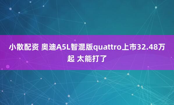 小散配资 奥迪A5L智混版quattro上市32.48万起 太能打了